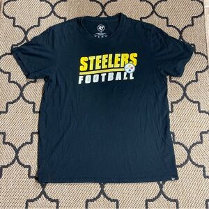 Pittsburgh Steelers Shirt Large 47 Brand Black Short Sleeve Football NFL Logo